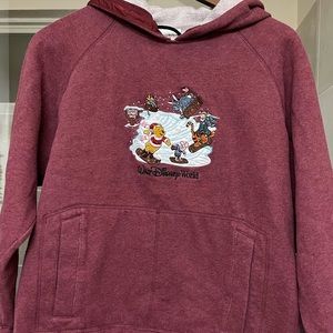 Walt Disney World Winnie the Pooh and Friends Winter Maroon Fleece Hoodie